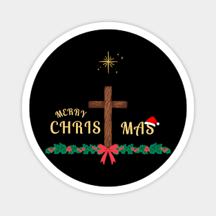 Merry Christmas with Cross Magnet